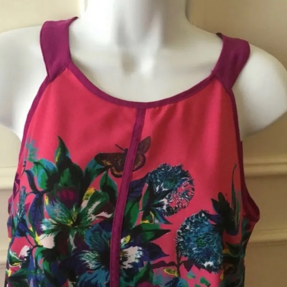 Nicole Miller Top Tank Small Pink floral Sleeveless - Picture 3 of 5